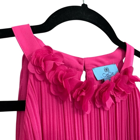 CeCe Fuchsia Pleated Sleeveless Blouse - Picture 2 of 9
